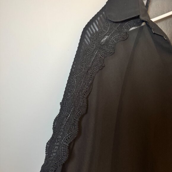 ZARA black Blouse Button Down Lace - Picture 3 of 5